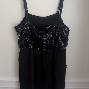 Black Sequin Spaghetti Strap Blouse